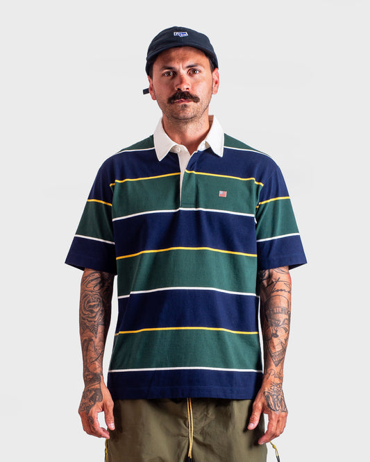 Polo Shirt - Navy , Green , Yellow - Striped